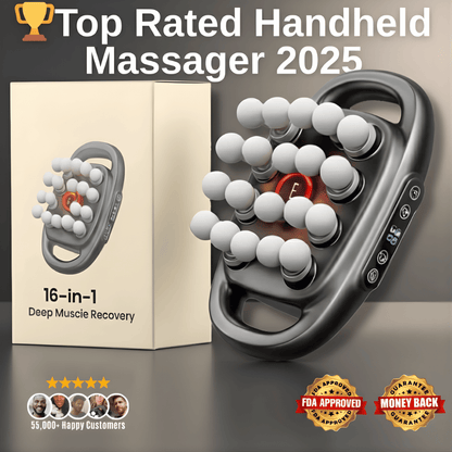 16 Head Massager — Deep Tissue with 30 Levels & 30 Modes