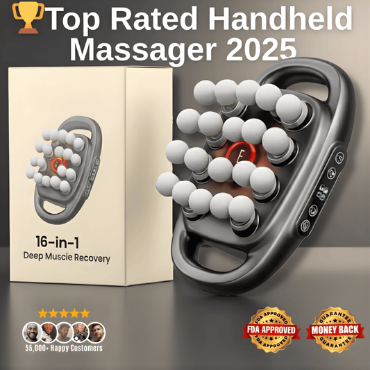16 Head Massager — Deep Tissue with 30 Levels & 30 Modes