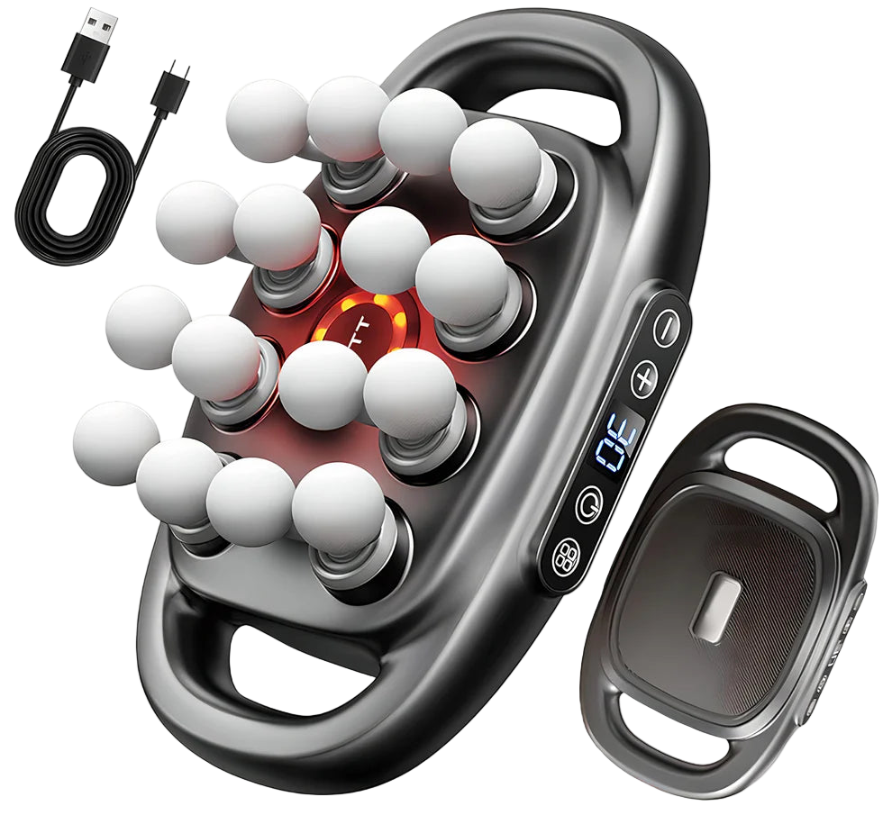 16 Head Massager — Deep Tissue with 30 Levels & 30 Modes